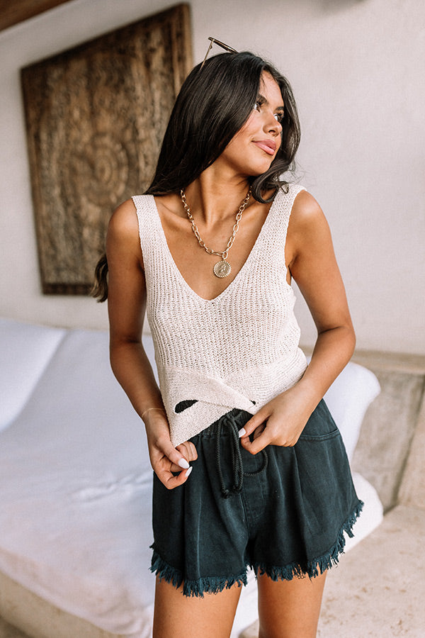 Forever Luxe Knit Crop Tank In Cream