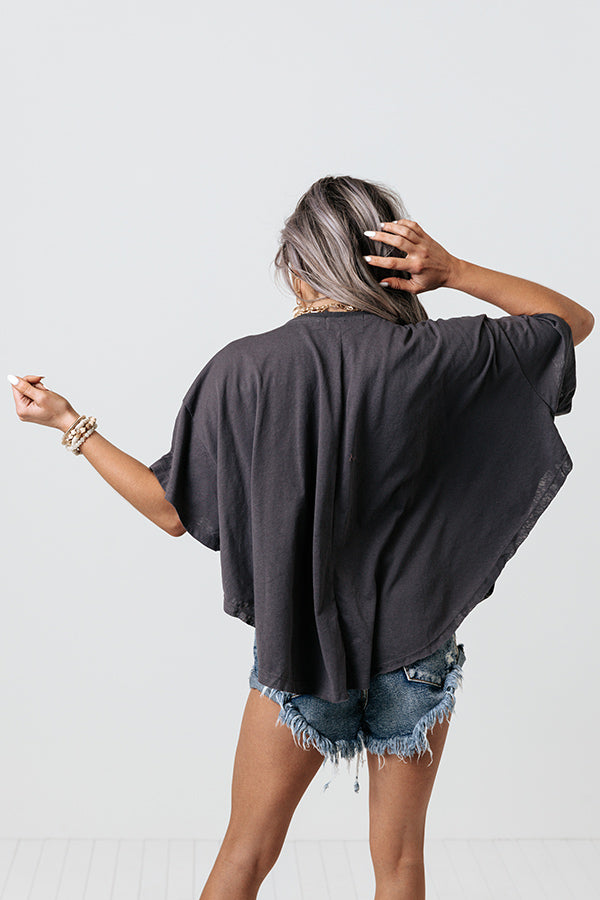 Lake Daze Crop Shift Tee In Charcoal Image - 5