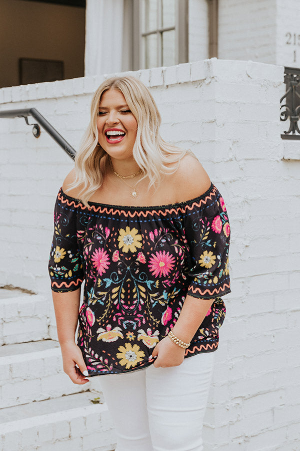 Mojitos In Mexico Floral Shift Top Curves Image - 1