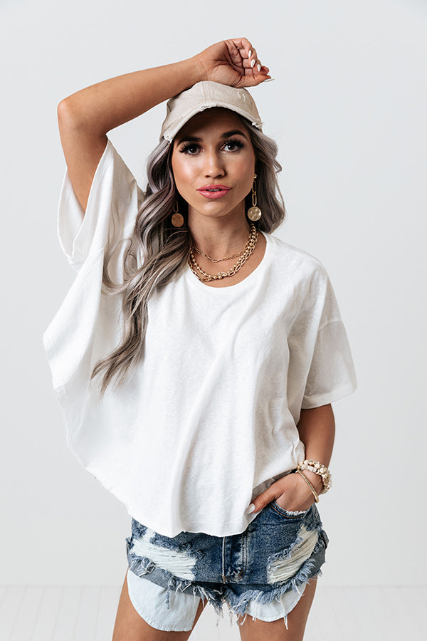 Lake Daze Crop Shift Tee In White Image - 3