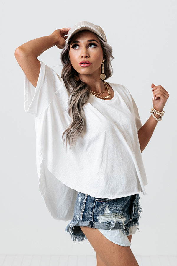 Lake Daze Crop Shift Tee In White Image - 4