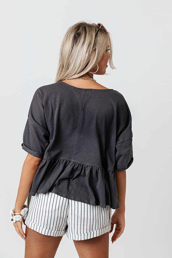 Lakeside Lounging Babydoll Top In Charcoal • Impressions Online Boutique