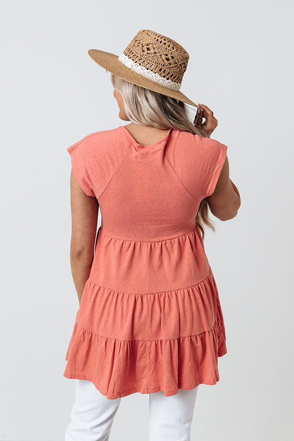 Sea Shine Babydoll Tunic Dress In Coral Image - 5