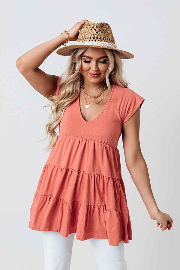 Sea Shine Babydoll Tunic Dress In Coral Image - 4