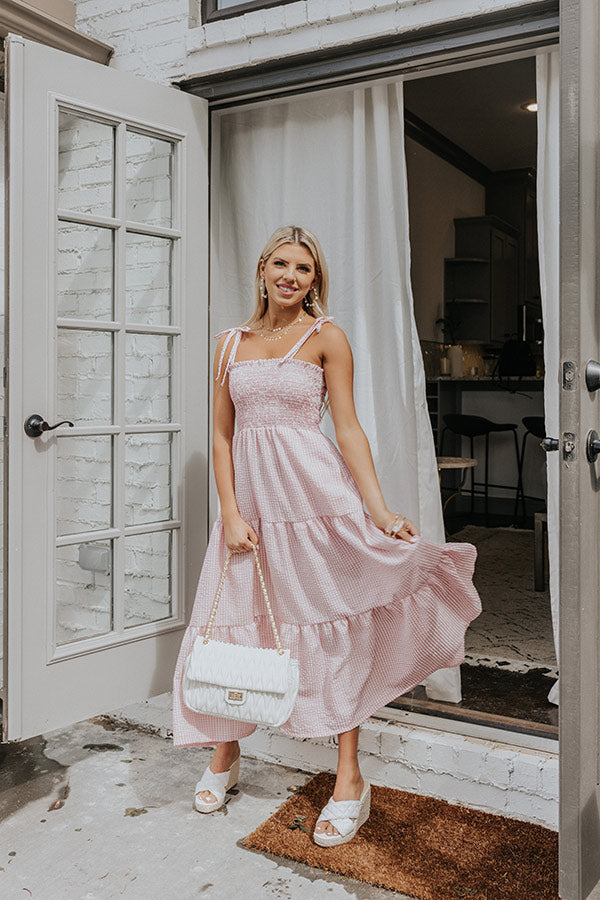 Free To Be Me Seersucker Midi In Pink Image - 1