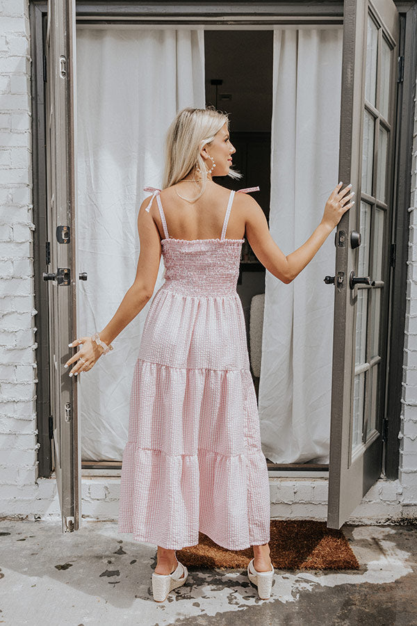 Free To Be Me Seersucker Midi In Pink Image - 3