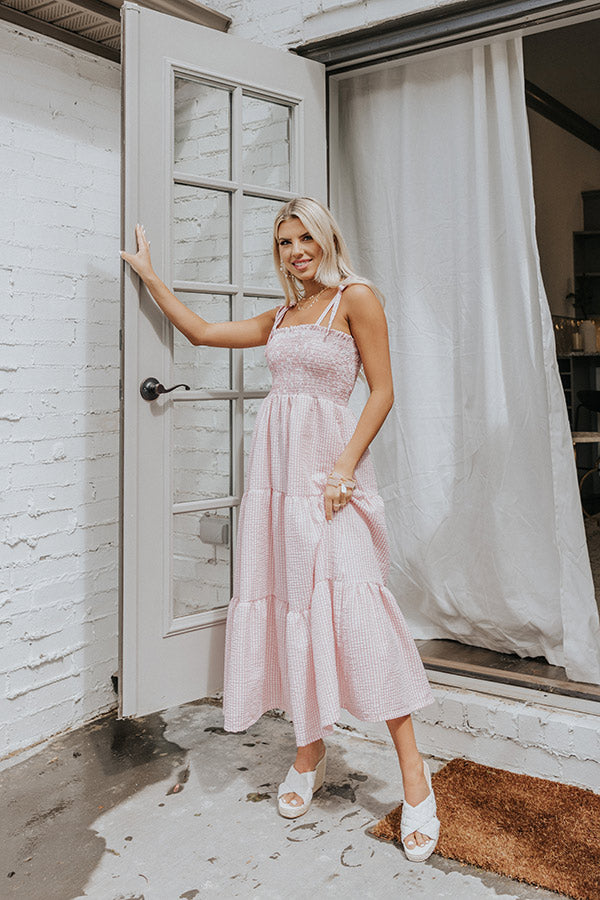 Free To Be Me Seersucker Midi In Pink Image - 2