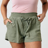 The Redmond Linen-Blend Shorts In Olive Image - 1