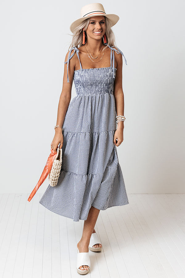 Free To Be Me Seersucker Midi In Navy Image - 1