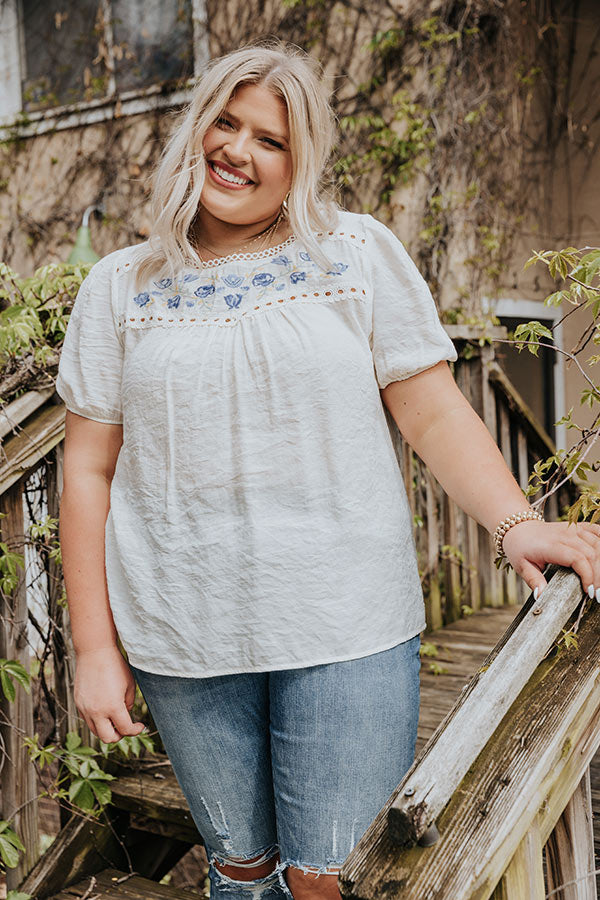 Meadow Magic Embroidered Top In White   Curves Image - 4