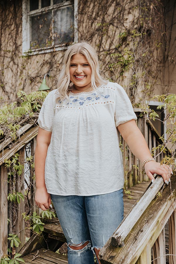 Meadow Magic Embroidered Top In White   Curves Image - 1