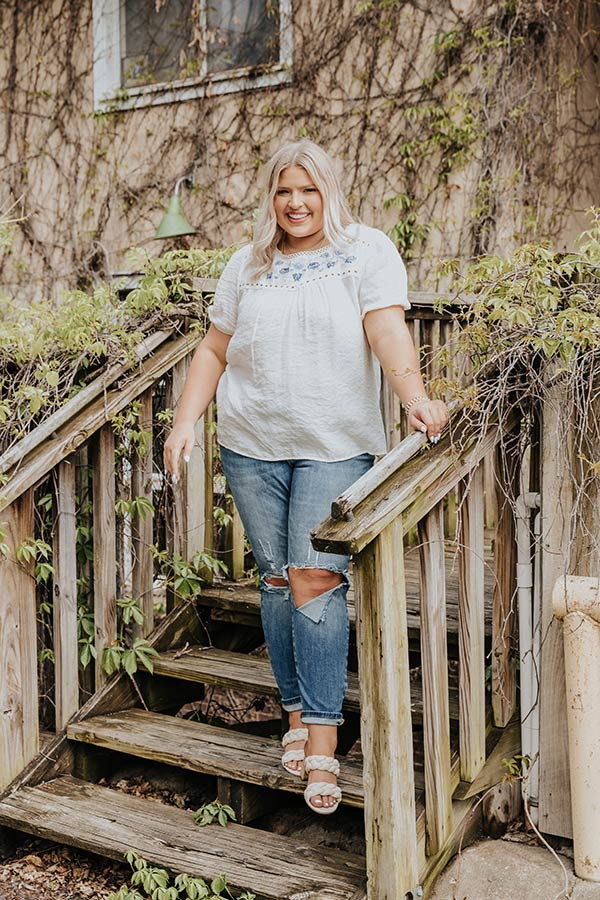 Meadow Magic Embroidered Top In White   Curves Image - 3