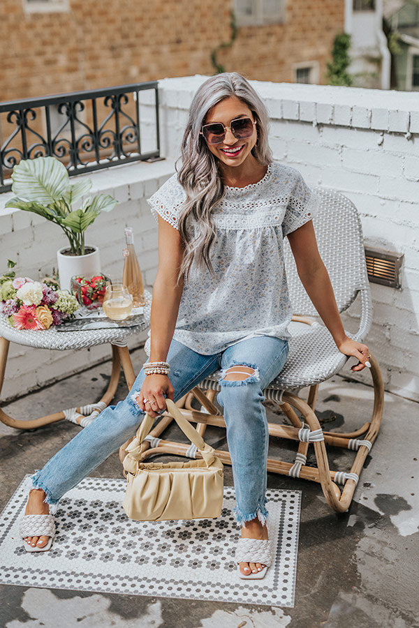 Permission To Smile Shift Top In Blue Image - 4