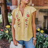 Fields Of Flowers Embroidered Top In Primrose Yellow Image - 1