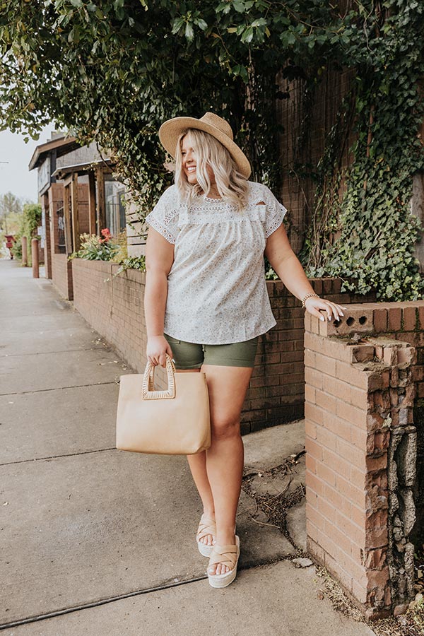 Permission To Smile Shift Top In Sage   Curves Image - 2