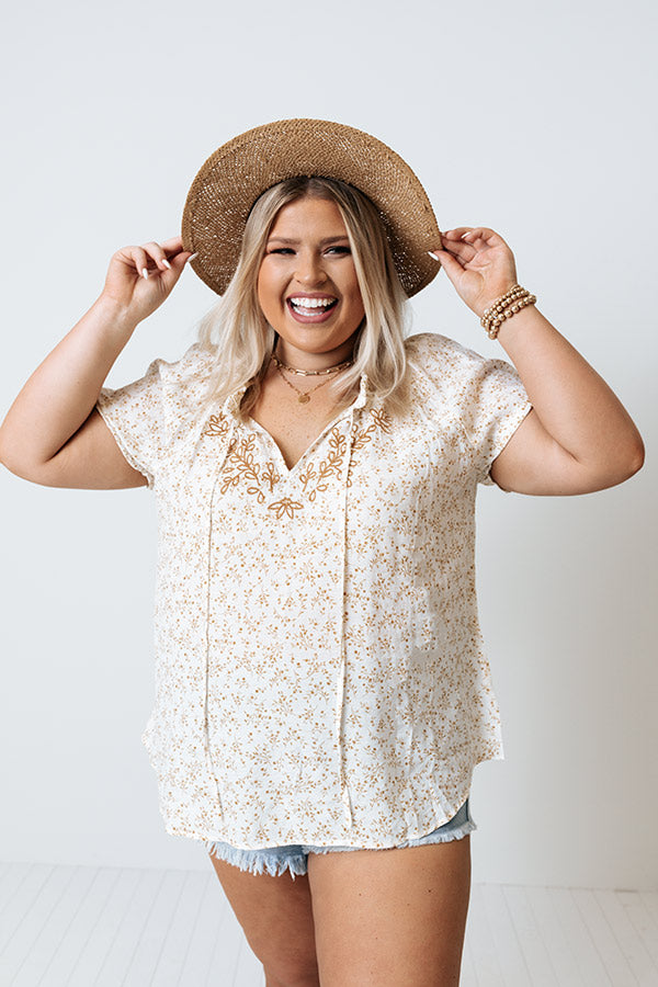 Sweet And Savvy Shift Top In Camel Curves