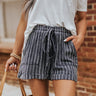 The Felton Stripe Shorts In Charcoal Image - 1
