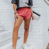 Finish Line High Waist Shorts In Coral Image - 1