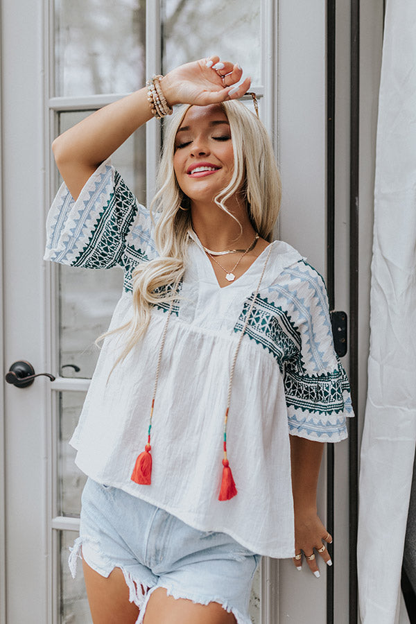 Maui Guide Embroidered Shift Top