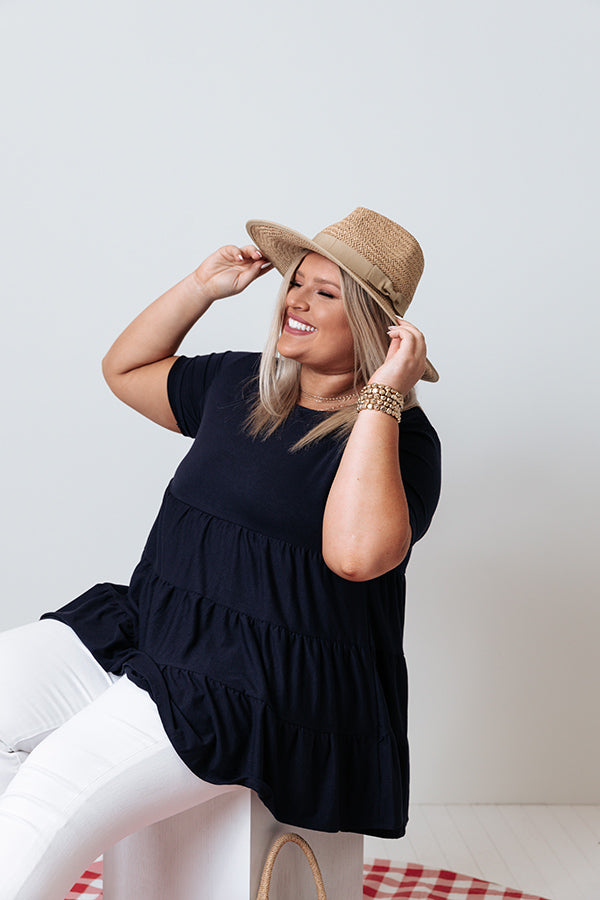 American Dream Babydoll Top In Navy Curves Image - 2