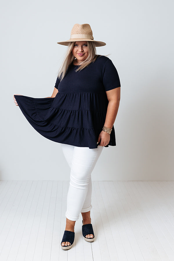 American Dream Babydoll Top In Navy Curves Image - 1