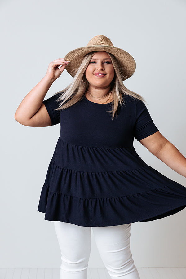 American Dream Babydoll Top In Navy Curves Image - 3