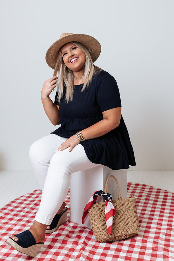 American Dream Babydoll Top In Navy Curves Image - 4