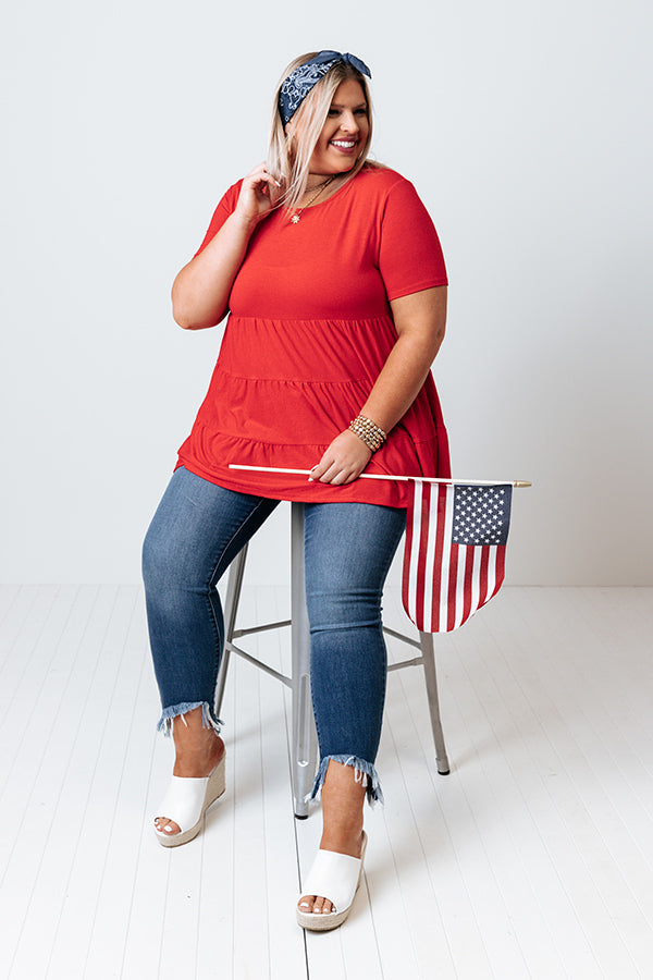 American Dream Babydoll Top In Red Curves Image - 2