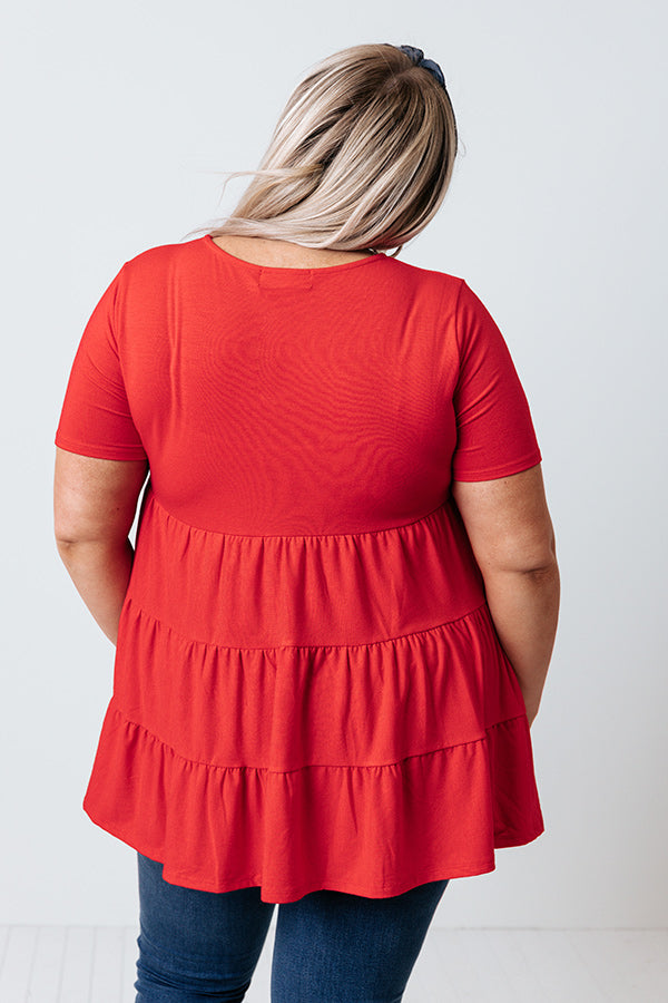 American Dream Babydoll Top In Red Curves Image - 4