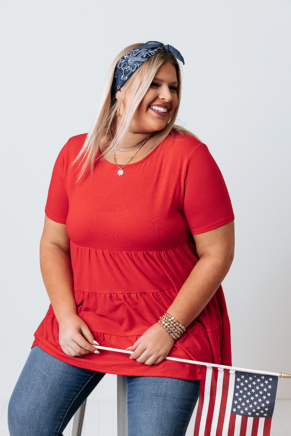 American Dream Babydoll Top In Red Curves Image - 3