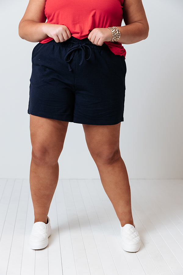 The Tye Shorts In Navy Curves Image - 2