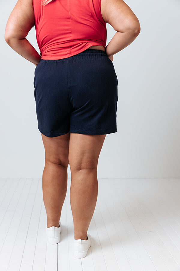 The Tye Shorts In Navy Curves Image - 5