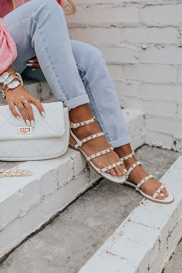 The Roxelle Studded Sandal In White Image - 2