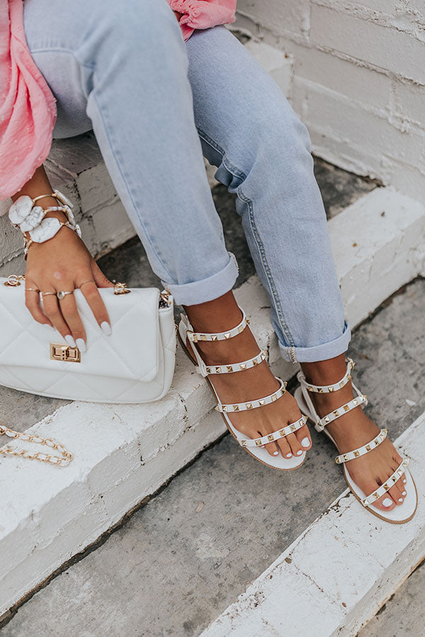 The Roxelle Studded Sandal In White Image - 3