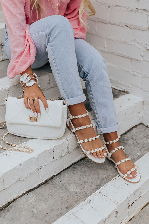The Roxelle Studded Sandal In White Image - 1