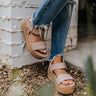 The Danika Faux Leather Platform Sandal In Latte Image - 1