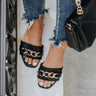 The Elyse Faux Leather Sandal In Black Image - 1