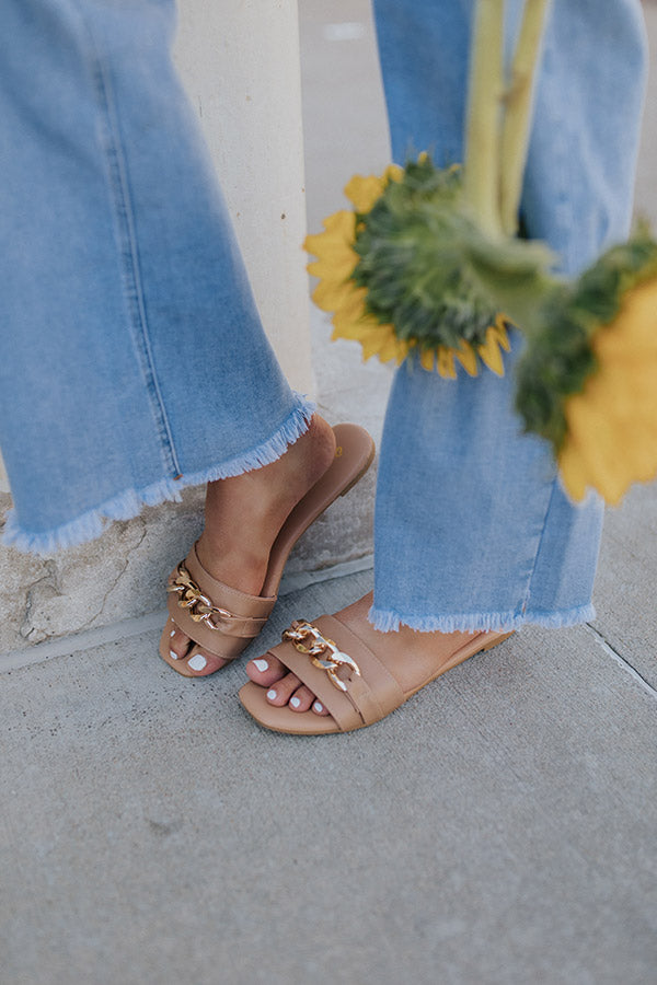 The Elyse Faux Leather Sandal In Tan Image - 1