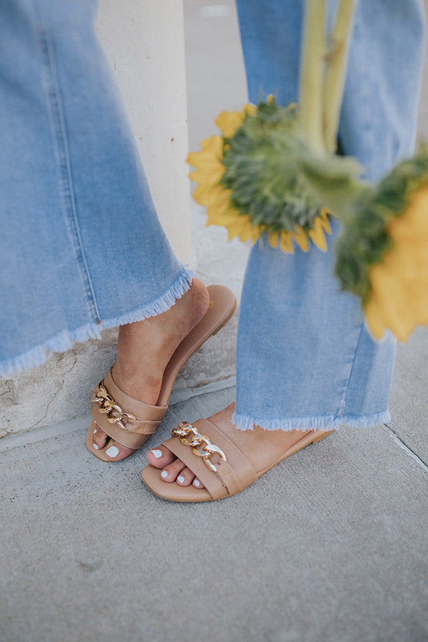 The Elyse Faux Leather Sandal In Tan Image - 5