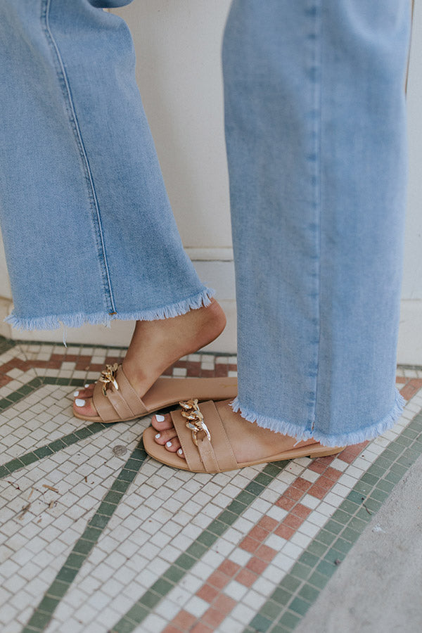 The Elyse Faux Leather Sandal In Tan Image - 2