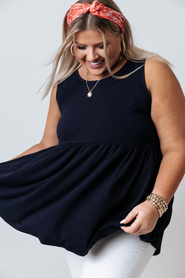 Tennessee Travels Babydoll Tank In Navy   Curves Image - 2