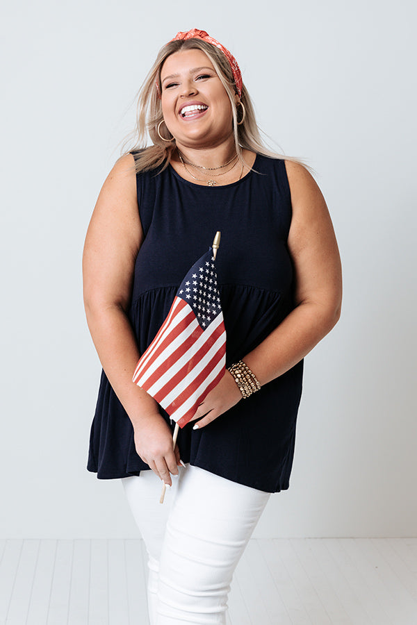 Tennessee Travels Babydoll Tank In Navy   Curves Image - 1