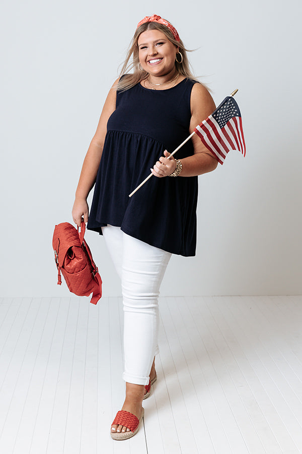 Tennessee Travels Babydoll Tank In Navy   Curves Image - 4