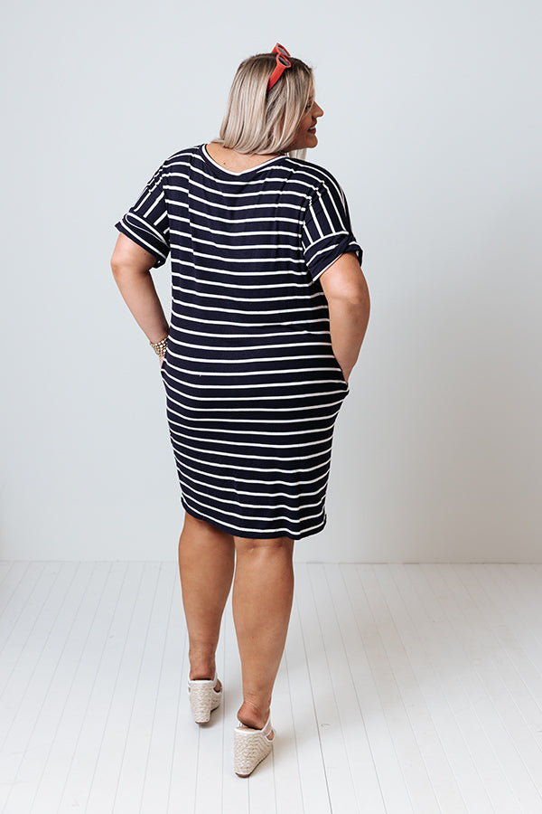 Kisses And Stripes Dress In Navy   Curves Image - 3