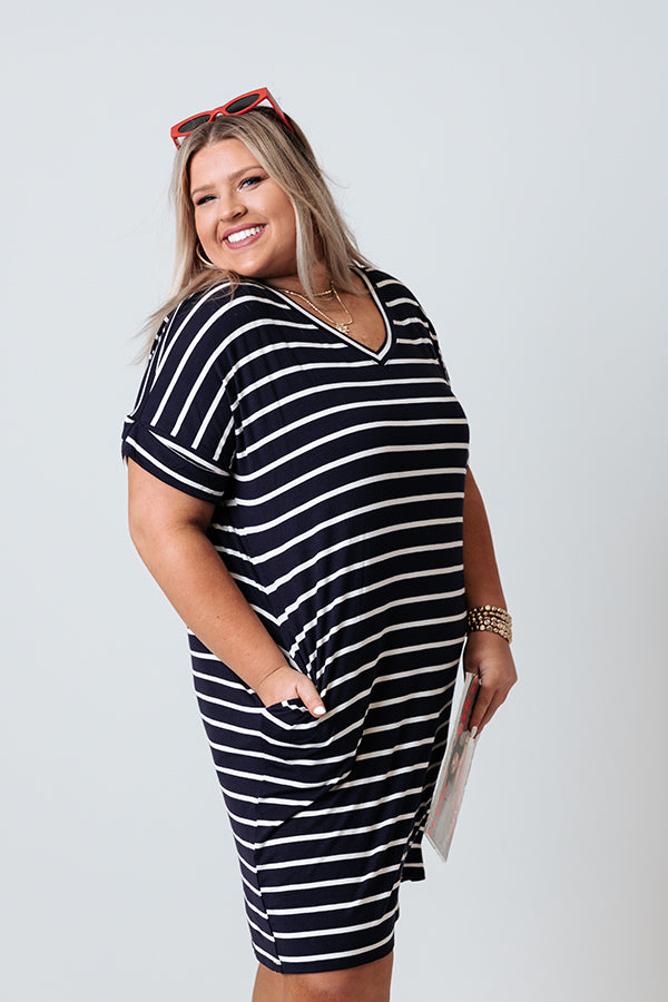 Kisses And Stripes Dress In Navy   Curves Image - 2