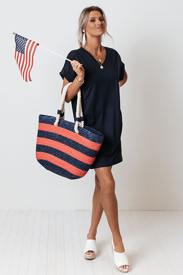 Press Rewind T-Shirt Dress In Navy Image - 1
