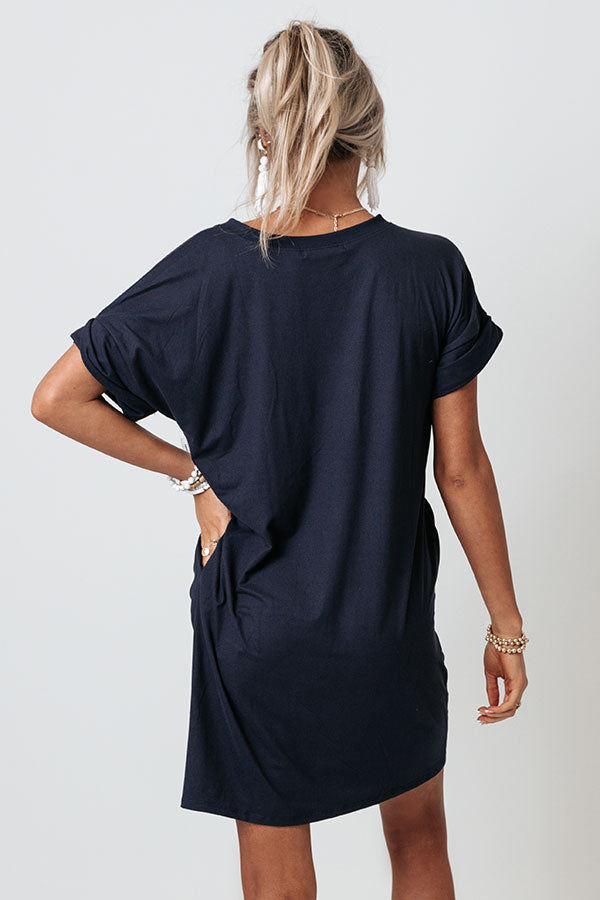 Press Rewind T-Shirt Dress In Navy Image - 4