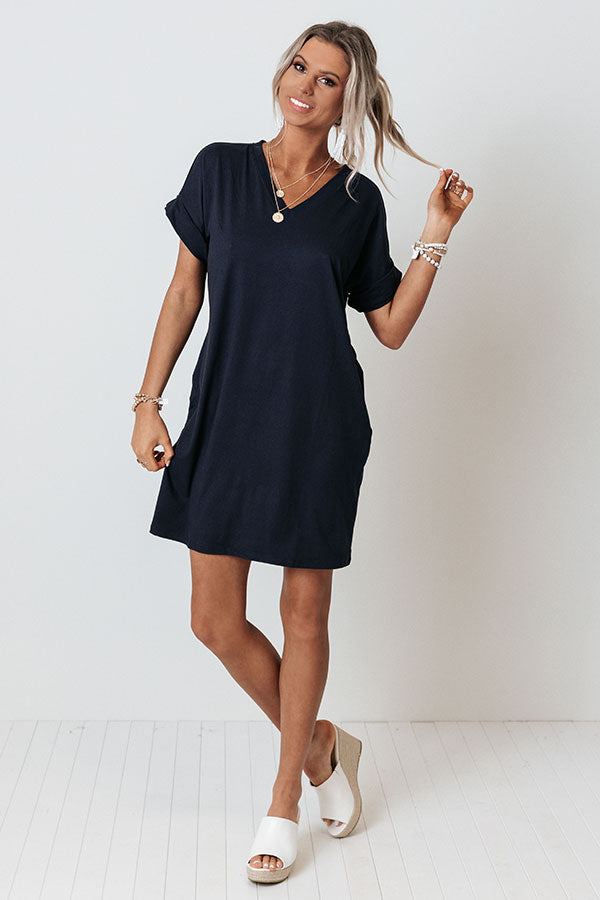 Press Rewind T-Shirt Dress In Navy Image - 3