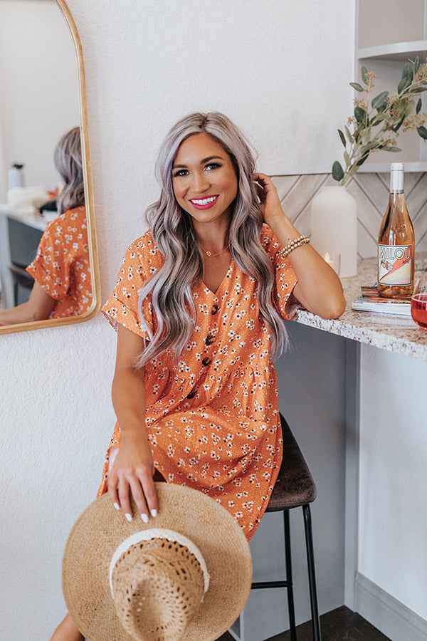 Dance It Out Floral Babydoll Tunic Dress In Tangerine Image - 4