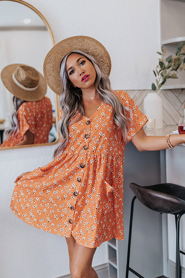 Dance It Out Floral Babydoll Tunic Dress In Tangerine Image - 3
